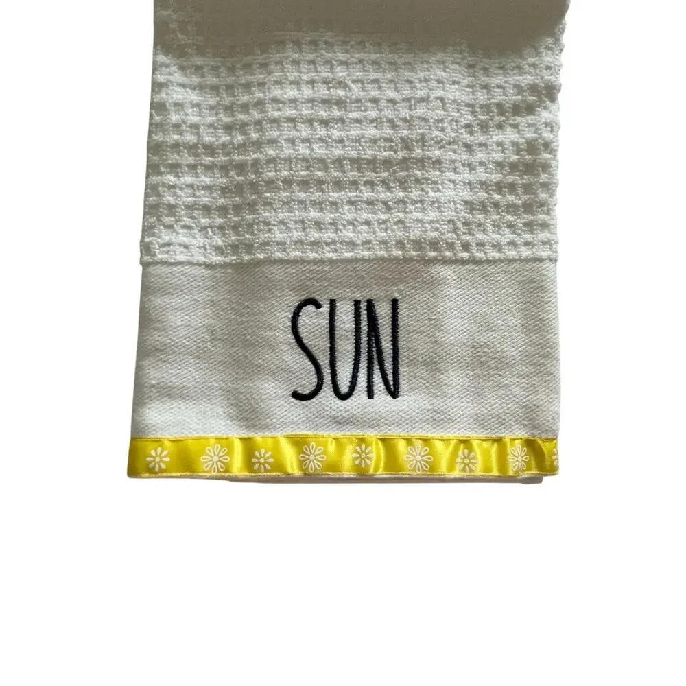 Handmade Cotton Hanging Towel nautical Beachy Coastal Summer Yellow White